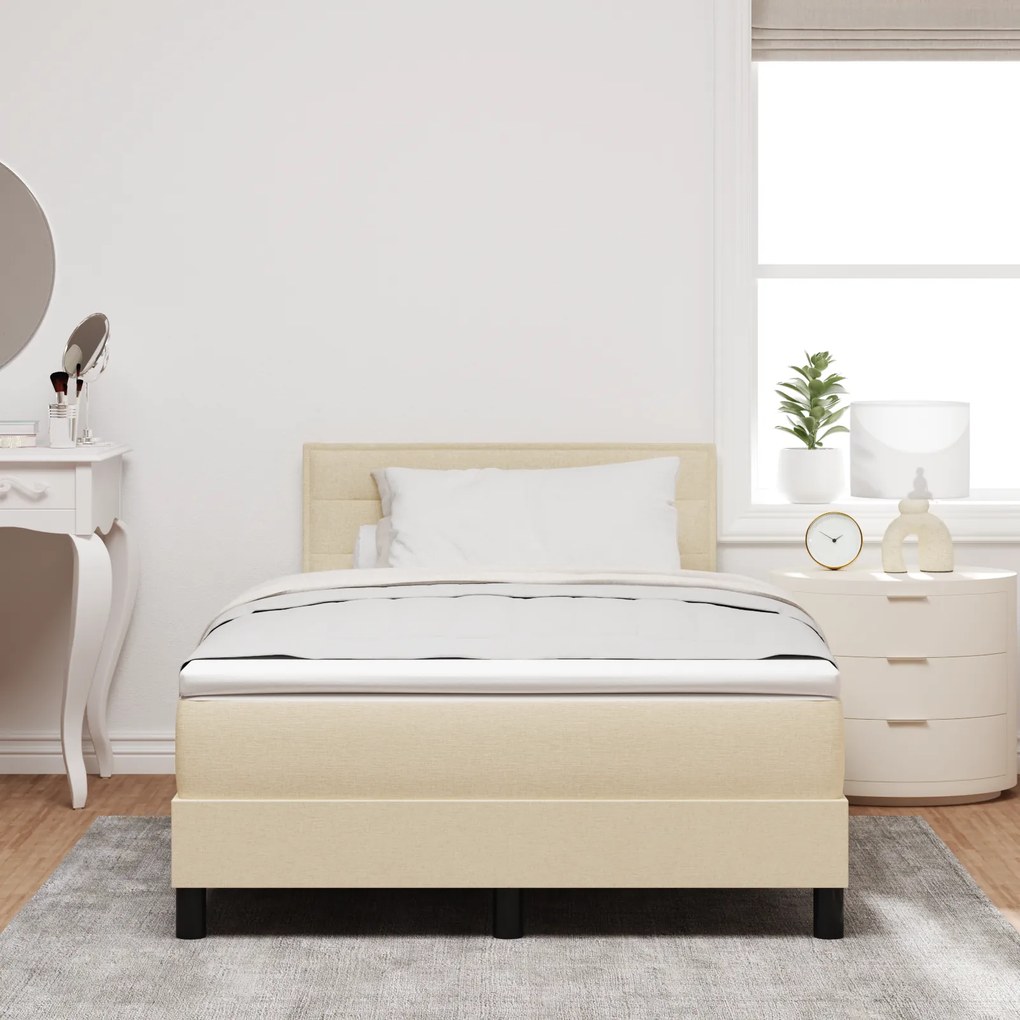 vidaXL Κρεβάτι με Βάση και Στρώμα & LED Κρέμα 120x200 εκ Υφάσματος