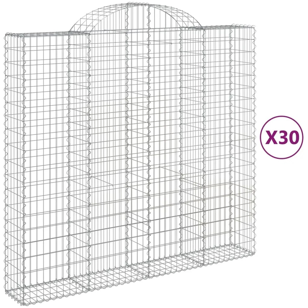 vidaXL Συρματοκιβώτια Τοξωτά 30 τεμ. 200x50x180/200 εκ. Γαλβαν. Ατσάλι