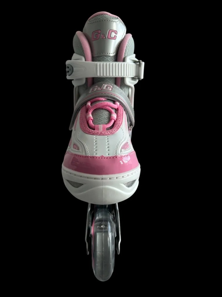 Αυξομειούμενα Πατίνια Roller G&amp;C BW188 Γκρι/Ροζ με LED Τροχούς IN-LINE SKATES Medium (35-38)