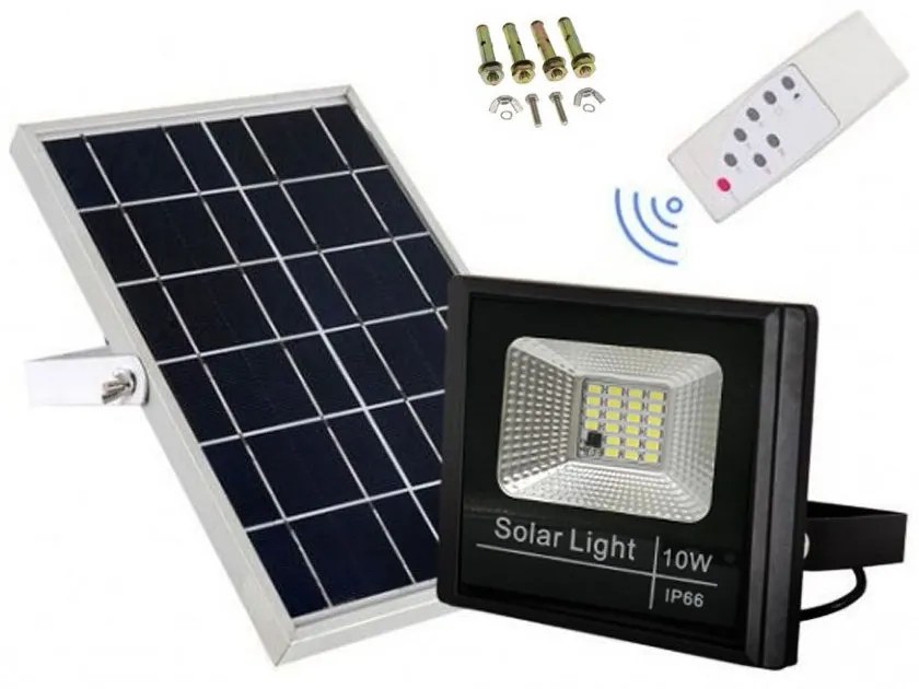 Led Αδιάβροχος Ηλιακός Προβολέας 10W 2000LM με Πάνελ και Τηλεχειριστήριο Jortan JT-BJ10W