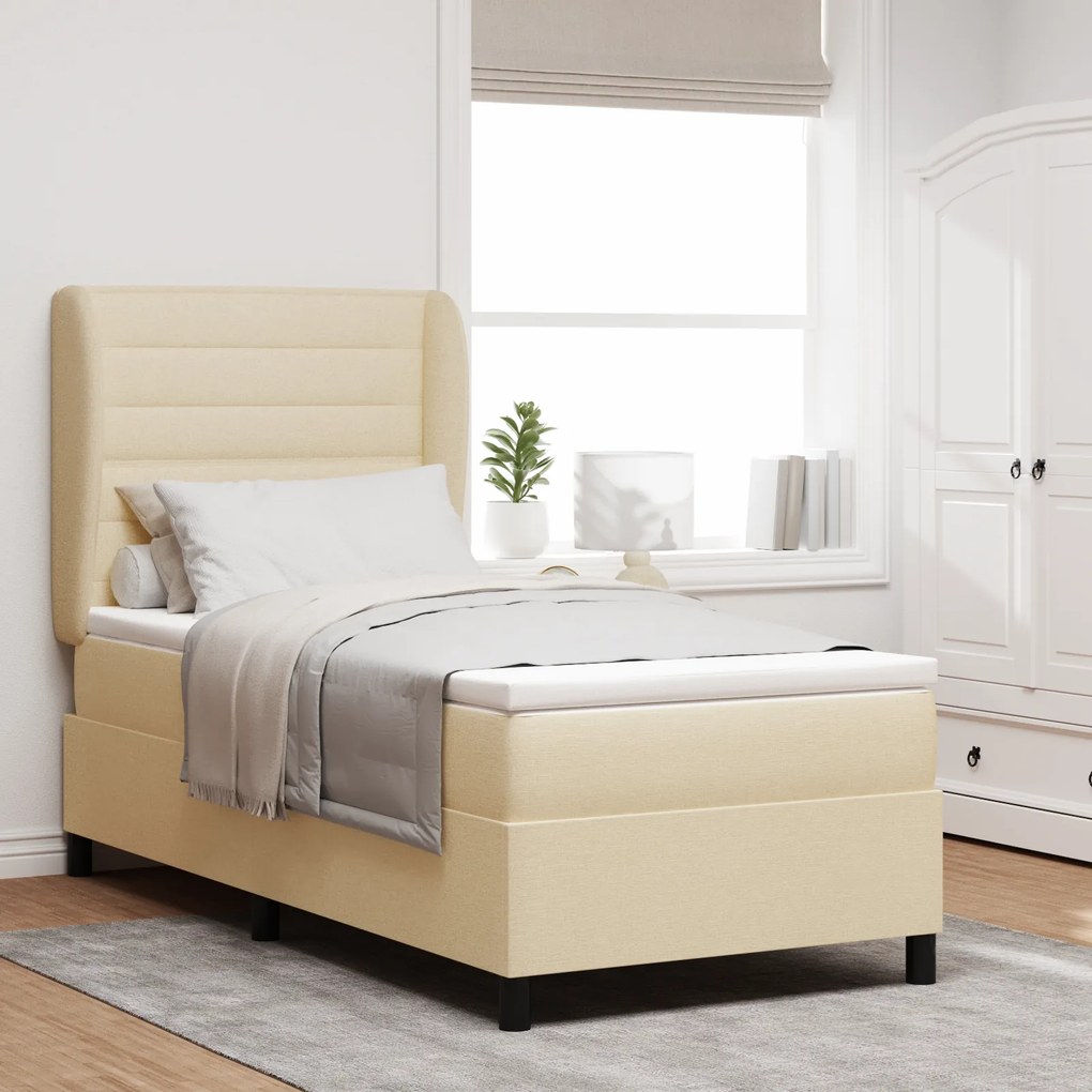 vidaXL Κρεβάτι με Ελατήρια και Στρώμα Κρεμ 90x200 cm