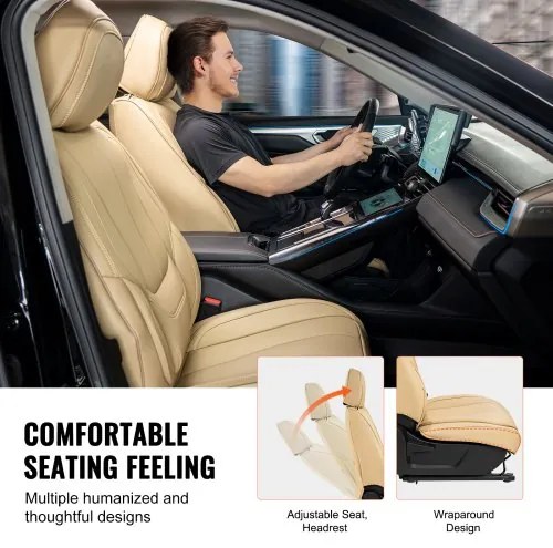 VEVOR Seat Covers, Universal Car Seat Covers Full Set Seats, Front and Rear Seat, 13pcs Faux Leather Seat Cover, Full Enclosed Design, Detachable Headrest and Airbag Compatible, for Most Car SUV Truck