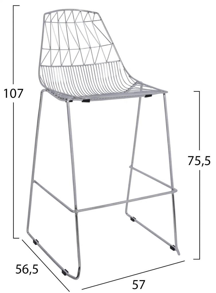 ΣΚΑΜΠΩ BAR ΜΕΤΑΛΛΙΚΟ HM5465.100 LUX ΧΡΩΜΙΟΥ 57x56,5x107 εκ. - 0610196 - HM5465.100