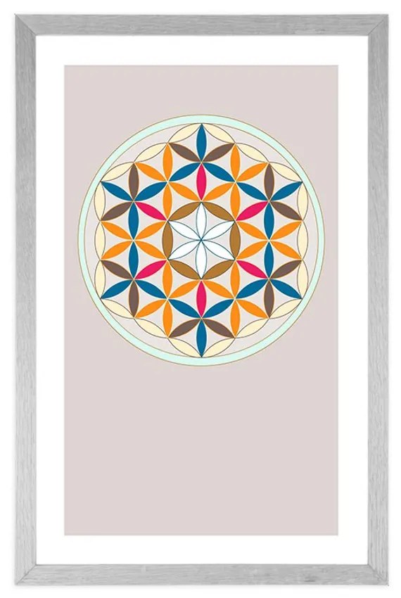 Αφίσα με παρπαστού Πολύχρωμα Mandala - 40x60 white