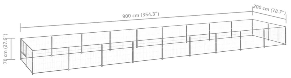 vidaXL Σπιτάκι Σκύλου Ασημί 18 μ² Ατσάλινο