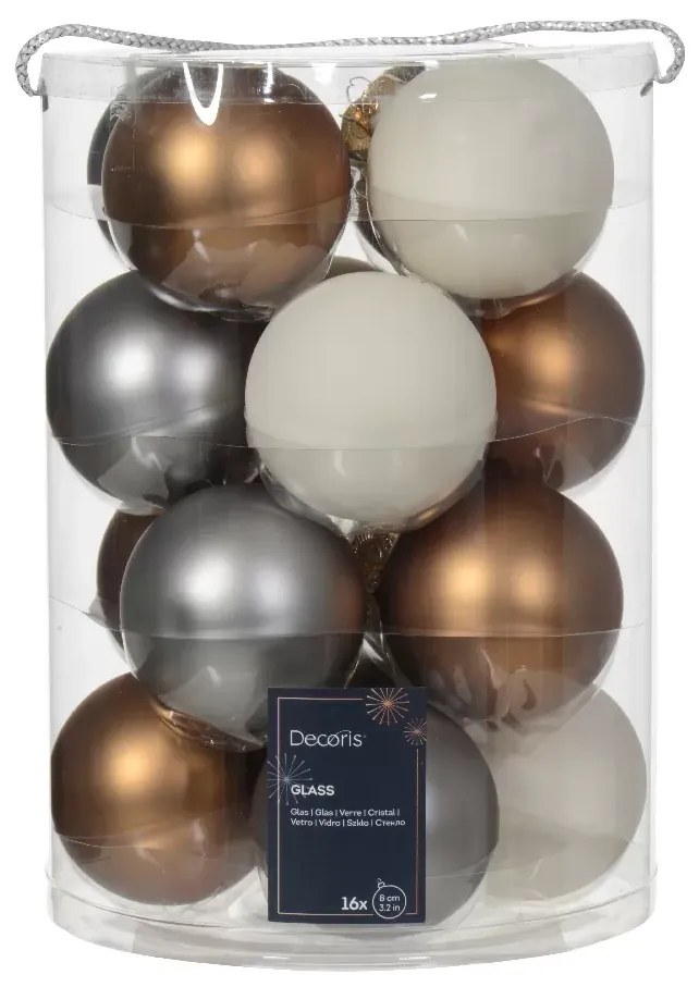 Beauty Home ΓΥΑΛΙΝΕΣ ΜΠΑΛΕΣ 3 ΧΡΩΜΑΤΑ 8 cm ΣΕΤ 16 ΤΜΧ