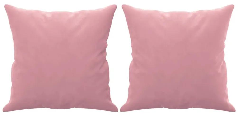 Καναπές Διθέσιος Ροζ 120 εκ. Βελούδινος με Διακ. Μαξιλάρια - Ροζ