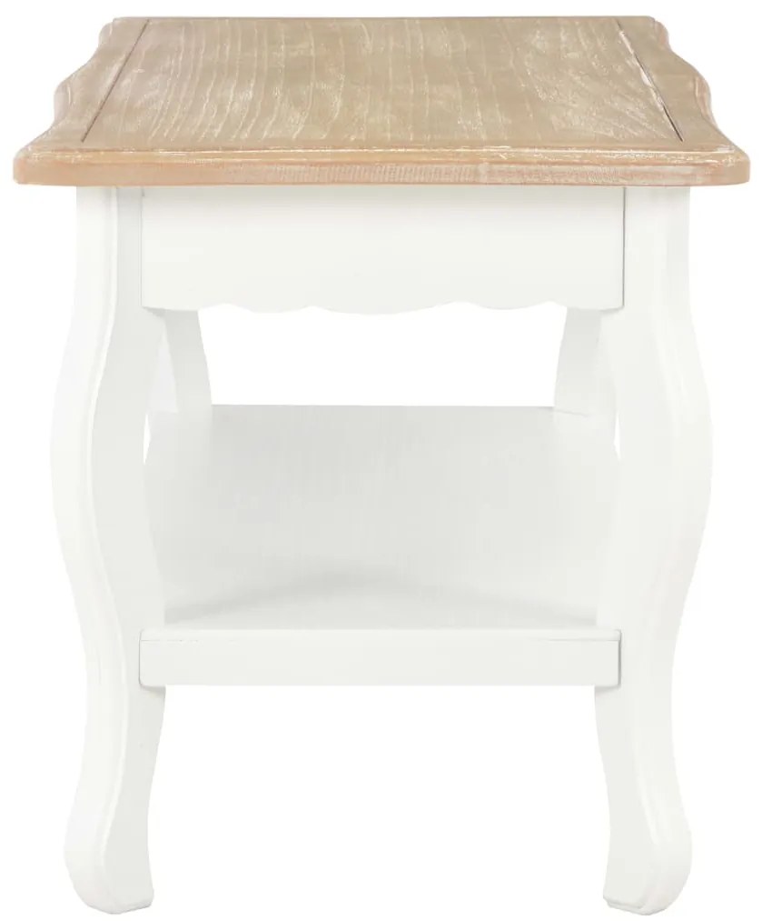 vidaXL Τραπεζάκι Σαλονιού Λευκό/Καφέ 87,5x42x44 εκ. Μασίφ Ξύλο Πεύκου