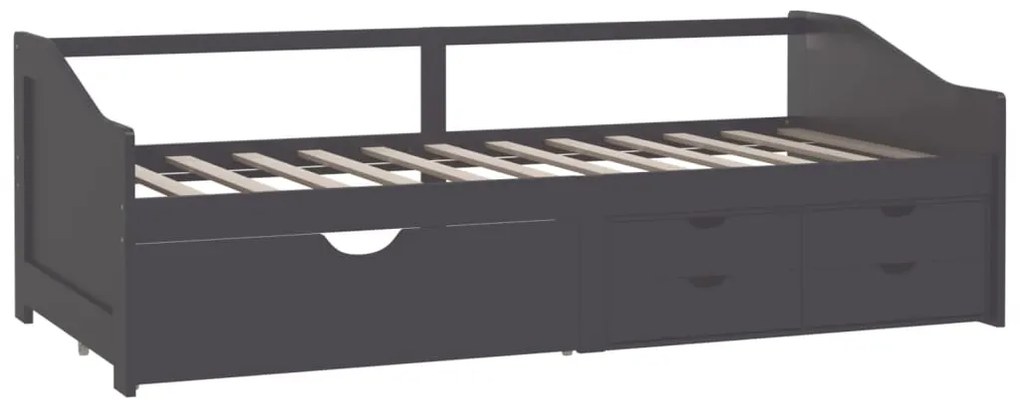 vidaXL Καναπές Κρεβάτι 3 Θέσεων με Συρτάρια Γκρι 90x200 εκ Μασίφ Πεύκο