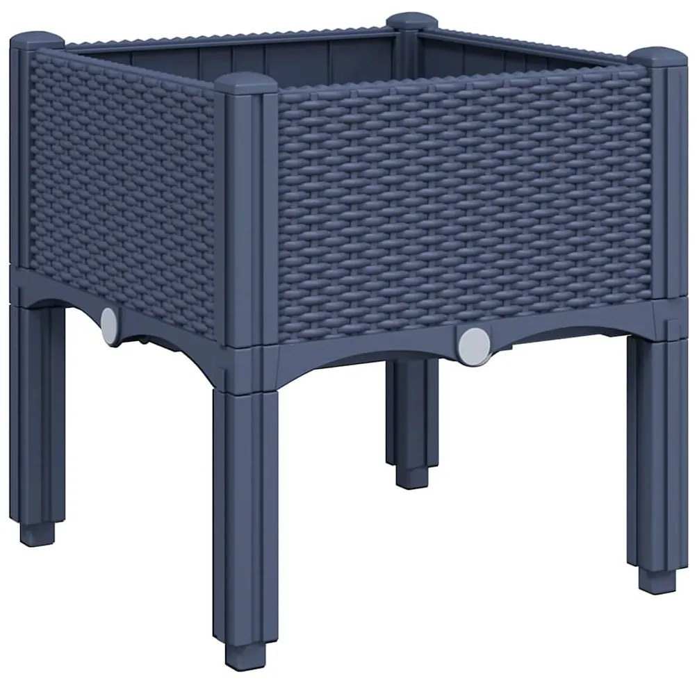 vidaXL Ζαρντινιέρα Κήπου με Πόδια Μπλε Γκρι 40x40x42 εκ. από Πολυπροπυλένιο