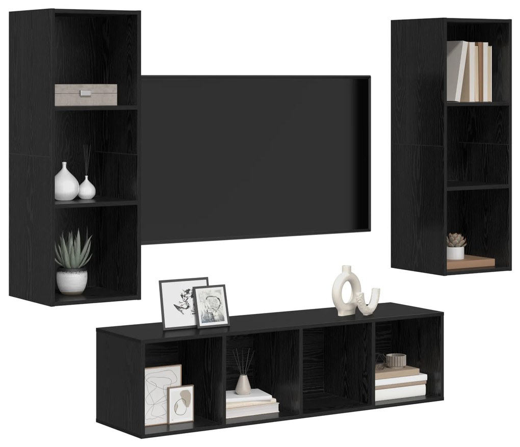vidaXL Σετ επίπλου τηλεόρασης 3 pcs Μαύρη δρυς 37 x 37 x 142.5 εκ