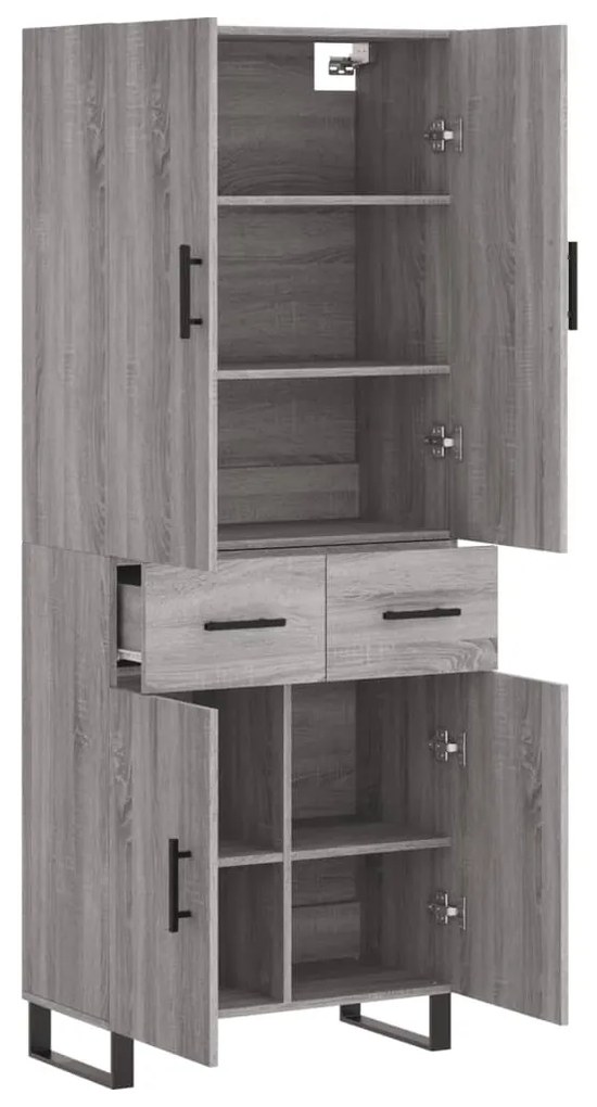 vidaXL Ντουλάπι Γκρι Sonoma 69,5 x 34 x 180 εκ. Επεξεργασμένο Ξύλο