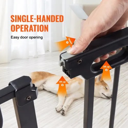 VEVOR Baby Gate, 29.5&quot;-39&quot; Extra Wide, 30&quot; High, Dog Gate for Stairs Doorways and House, Easy Step Walk Thru Auto Close Child Gate Pet Security Gate with Pressure Mount Kit and Wall Mount Kit, Black