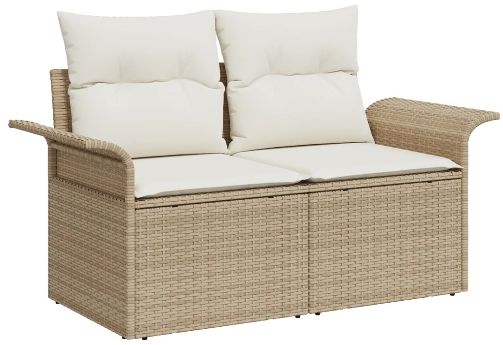 vidaXL 9 Piece Garden Sofa Set με Μαξιλάρια Μπεζ Πολυ Ρατάν