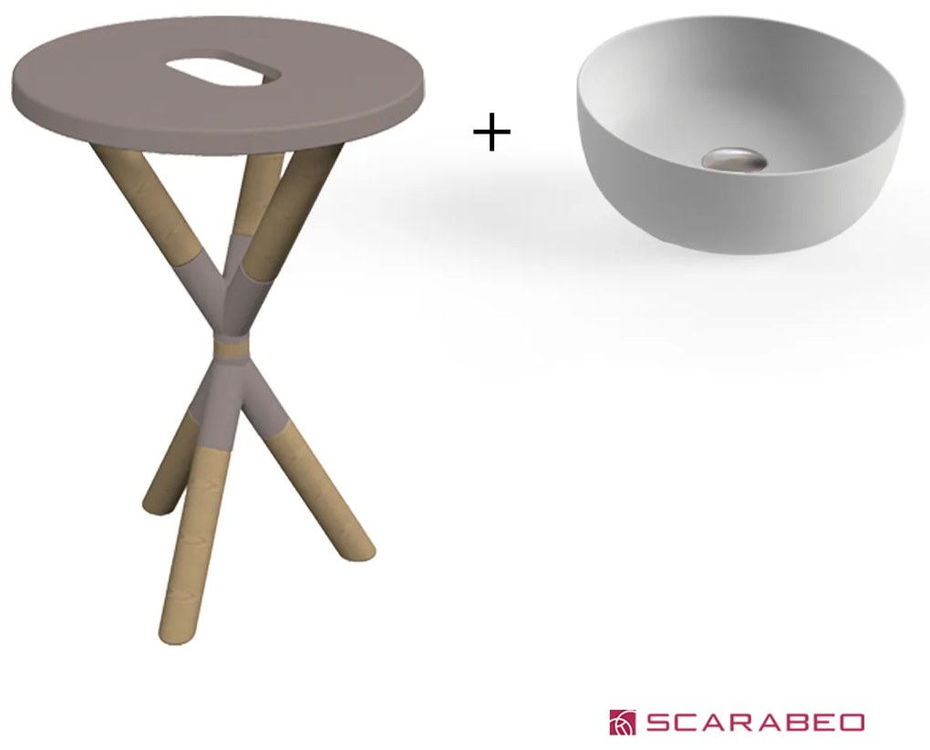 Scarabeo Cross 2501F0-9852 Sand (Μπεζ Ματ) Πάγκος Με Νιπτήρα Glam Pearl Ø39εκ.
