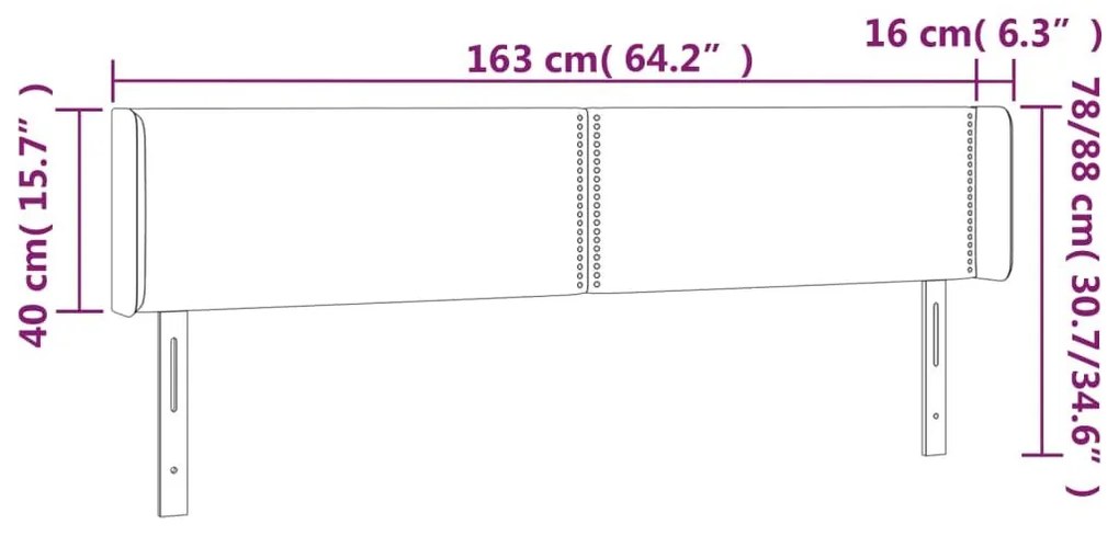 Κεφαλάρι Κρεβατιού LED Κρεμ 163x16x78/88εκ. από Συνθετικό Δέρμα - Κρεμ