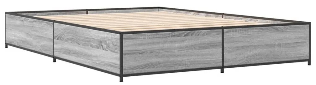 vidaXL Πλαίσιο Κρεβατιού Γκρι Sonoma 140x200 εκ. Επεξ. Ξύλο &amp; Μέταλλο