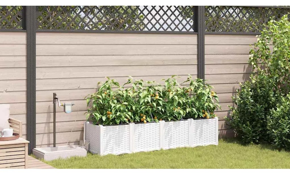 vidaXL Ζαρντινιέρες κήπου Λευκό 160 x 40 x 37.5 cm Ατσάλι