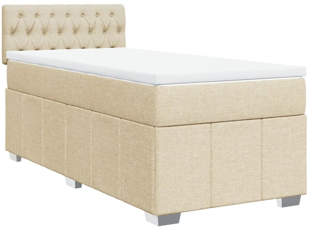 vidaXL Κρεβάτι Boxspring με Στρώμα Κρεμ 80 x 200 εκ. Υφασμάτινο