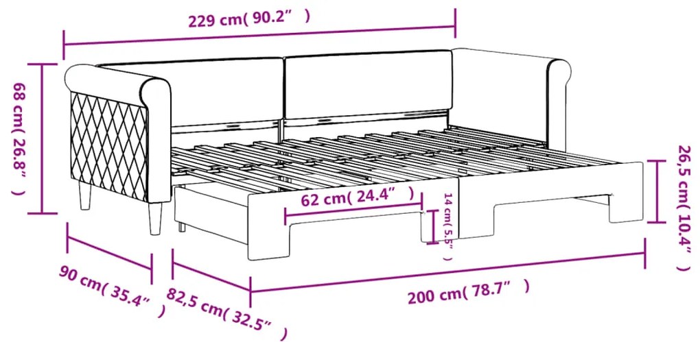 Καναπές Κρεβάτι Συρόμενος Μπλε 80 x 200 εκ. Βελούδινος - Μπλε