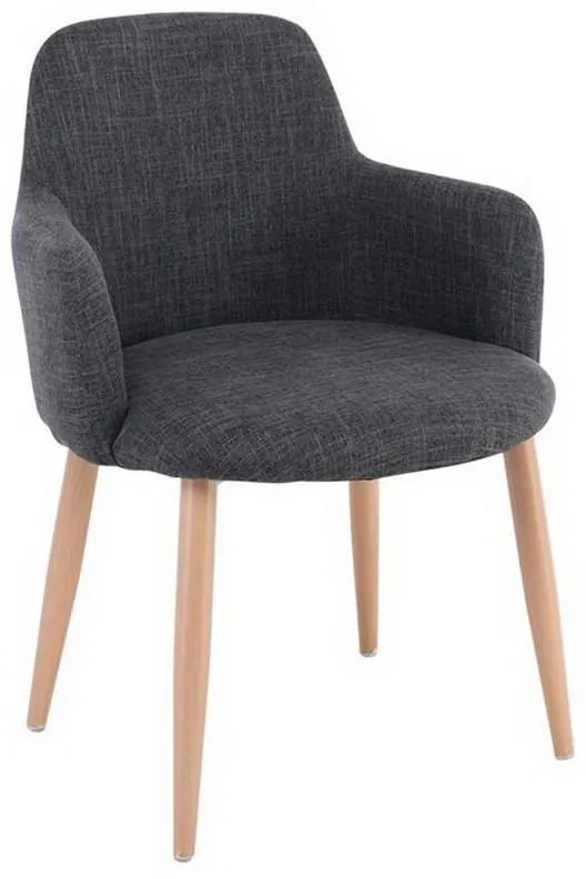 Πολυθρόνα Τραπεζαρίας Soul ΕΜ713,2 57x60x78cm Natural-Grey Σετ 2τμχ Metal, Fabric