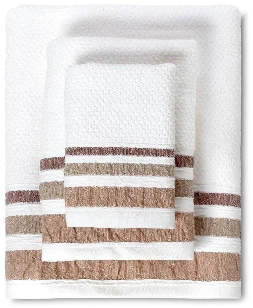 Πετσέτες Plade (Σετ 3Τμχ) 02.531.10 White-Beige Cryspo Trio Σετ Πετσέτες 70x140cm 100% Cotton