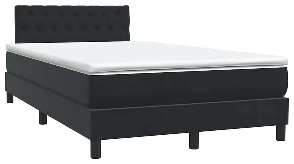 vidaXL Κρεβάτι Boxspring με Στρώμα Μαύρο 1120x210 εκ. Βελούδινο