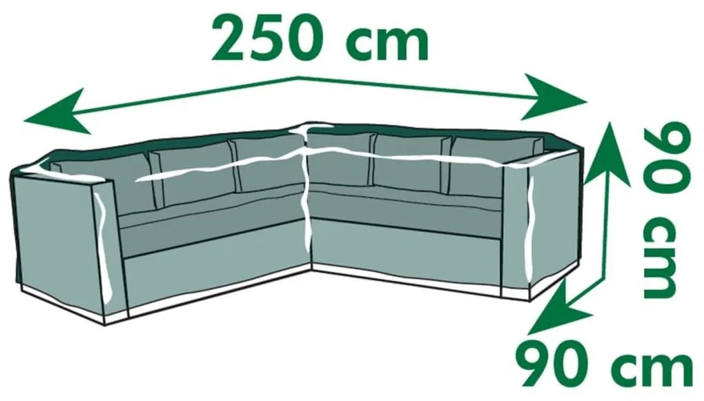 Nature Κάλυμμα Επίπλων Κήπου Σχήματος «Γ» 250 x 90 x 90 εκ. - Γκρι