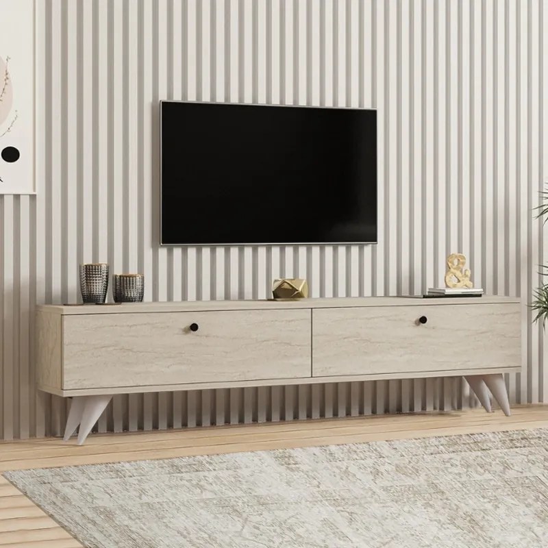 Έπιπλο τηλεόρασης Paris Megapap χρώμα travertine 160x25x35εκ.-GP052-0135,3