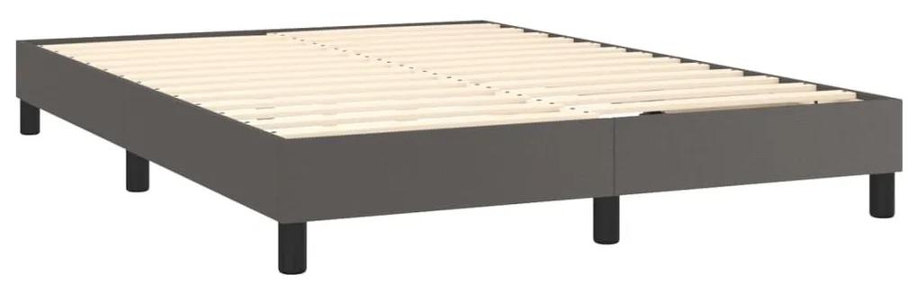Κρεβάτι Boxspring με Στρώμα Γκρι 140x190εκ. από Συνθετικό Δέρμα - Γκρι