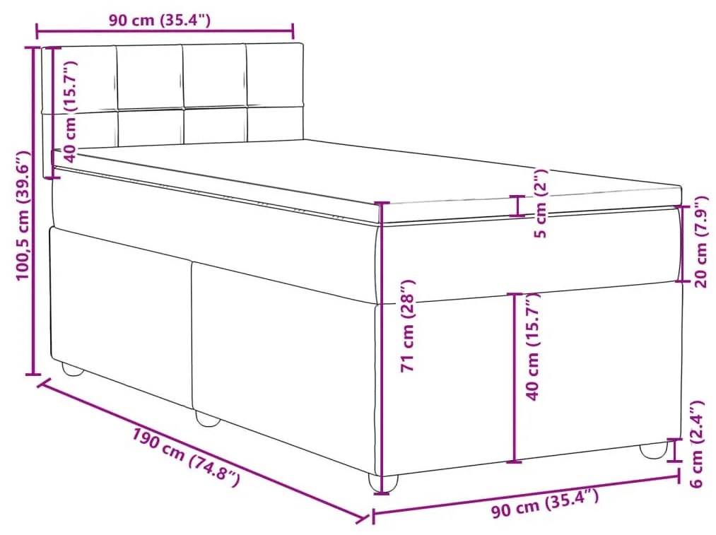 Κρεβάτι Boxspring με Στρώμα Μαύρο Single Υφασμάτινα - Μαύρο