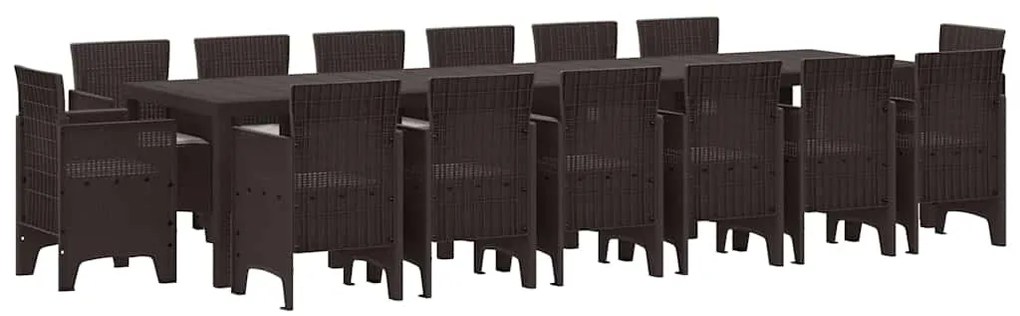 vidaXL Σέτ φαγητού για κήπο 15 pcs Καφέ Rattan Polt
