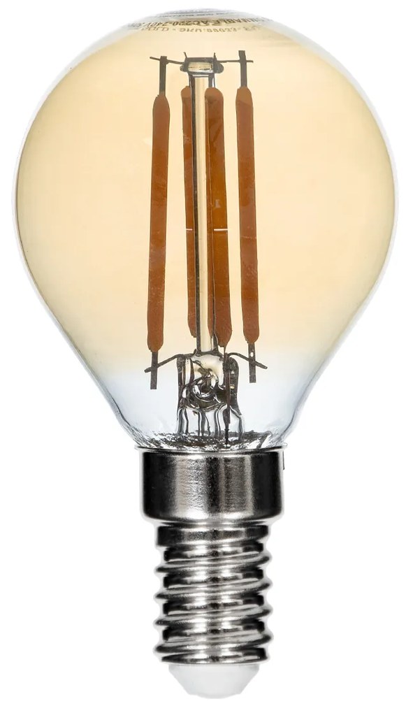 GloboStar® 99033 Λάμπα LED Long Filament E14 G45 Γλομπάκι 4W 350lm 360° AC 220-240V IP20 Φ4.5 x Υ7.5cm Ultra Θερμό Λευκό 2200K με Μελί Γυαλί - Dimmable - 3 Years Warranty