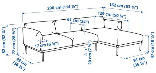 ÄPPLARYD τριθέσιος καναπές με σεζλόνγκ 094.180.51