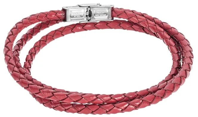 Βραχιόλι Senza Men&#039;s Steel Red Leather Strap