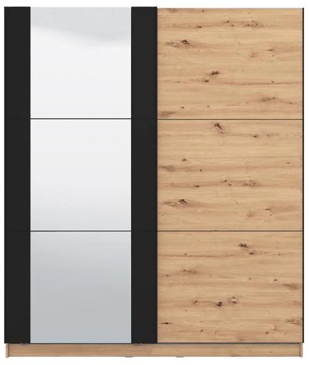 Ντουλάπα Sardinia 180 OG Artisan Oak - Μαύρο 179x62.5x210 εκ. 179x62.5x210 εκ.