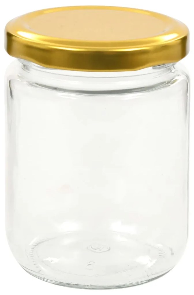 vidaXL Βάζα Μαρμελάδας 48 τεμ. 230 ml Γυάλινα με Χρυσά Καπάκια