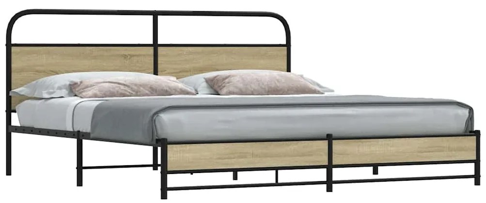 vidaXL Σκελετός Κρεβ. Χωρίς Στρώμα Sonoma Δρυς 183x213 εκ. Μεταλλικό