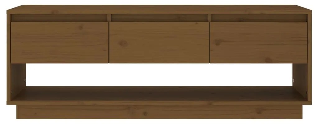 vidaXL Έπιπλο Τηλεόρασης Καφέ Μελί 110,5x34x40εκ από Μασίφ Ξύλο Πεύκου