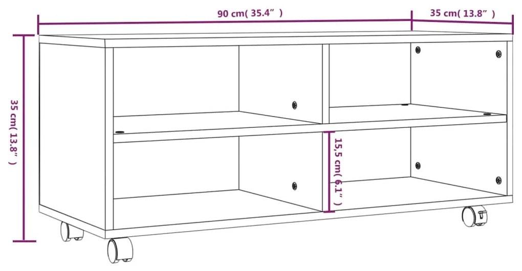 ΈΠΙΠΛΟ ΤΗΛΕΟΡΑΣΗΣ ΜΕ ΡΟΔΑΚΙΑ ΓΚΡΙ SONOMA 90X35X35 ΕΚ ΕΠΕΞ. ΞΥΛΟ 815259