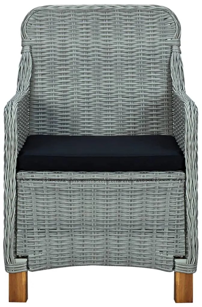 vidaXL Τραπεζαρία Εξ. Χώρου 9 τεμ Ανοιχτό Γκρι Συνθ. Ρατάν &amp; Μαξιλάρια