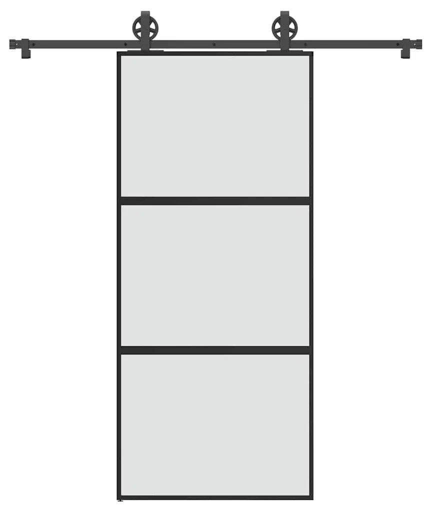 vidaXL Συρόμενη πόρτα με σετ υλικού 90x205 cm από γυαλί&Αλουμίνιο