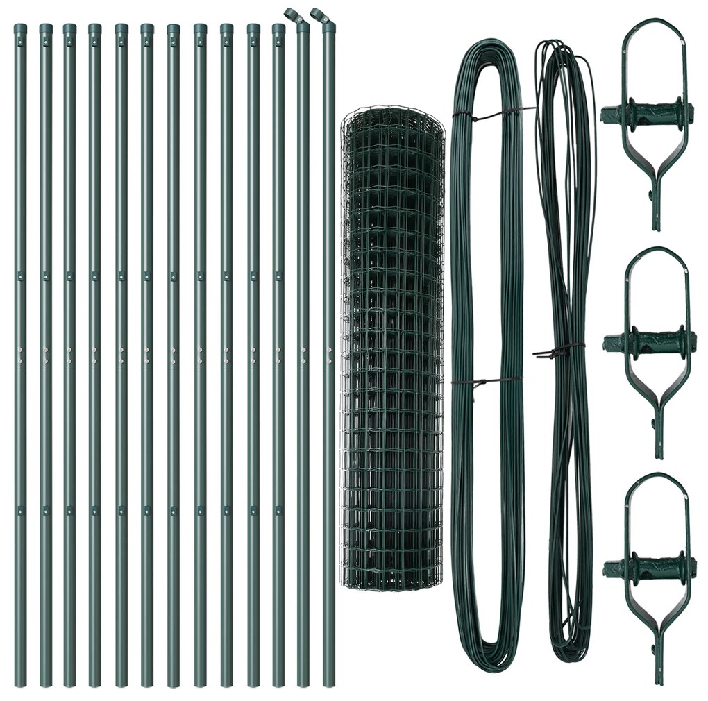 vidaXL Euro Fence με 13 Στήλες 1x25 μ Γαλβανισμένο Ατσάλι Πράσινο