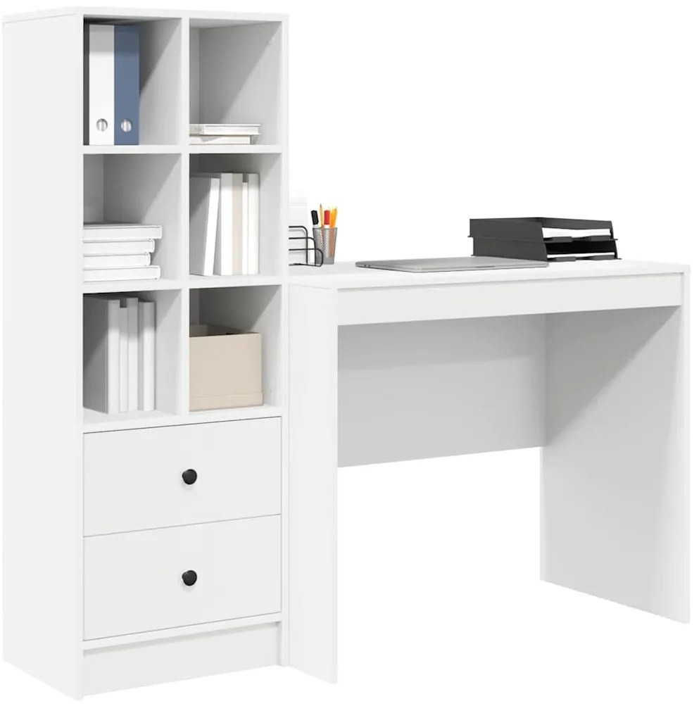 vidaXL Γραφείο με αποθηκευτικό χώρο 2 pcs Λευκό 90 x 50 x 76 εκ.