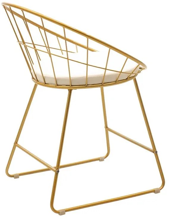 Καρέκλα Seth μέταλλο χρυσό-μαξιλάρι PVC λευκό 58x50x71 εκ.