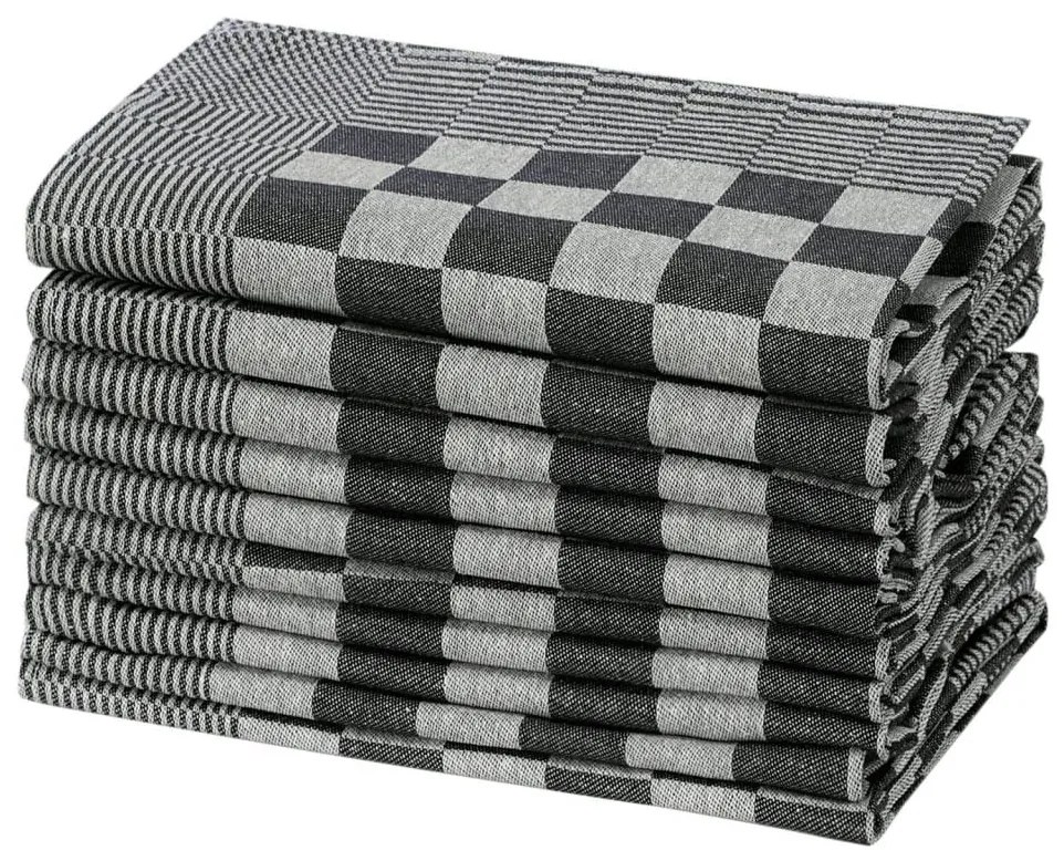 Πετσέτες Κουζίνας 10 τεμ. Μαύρο / Λευκό 50 x 70 εκ. Βαμβακερές - Πολύχρωμο