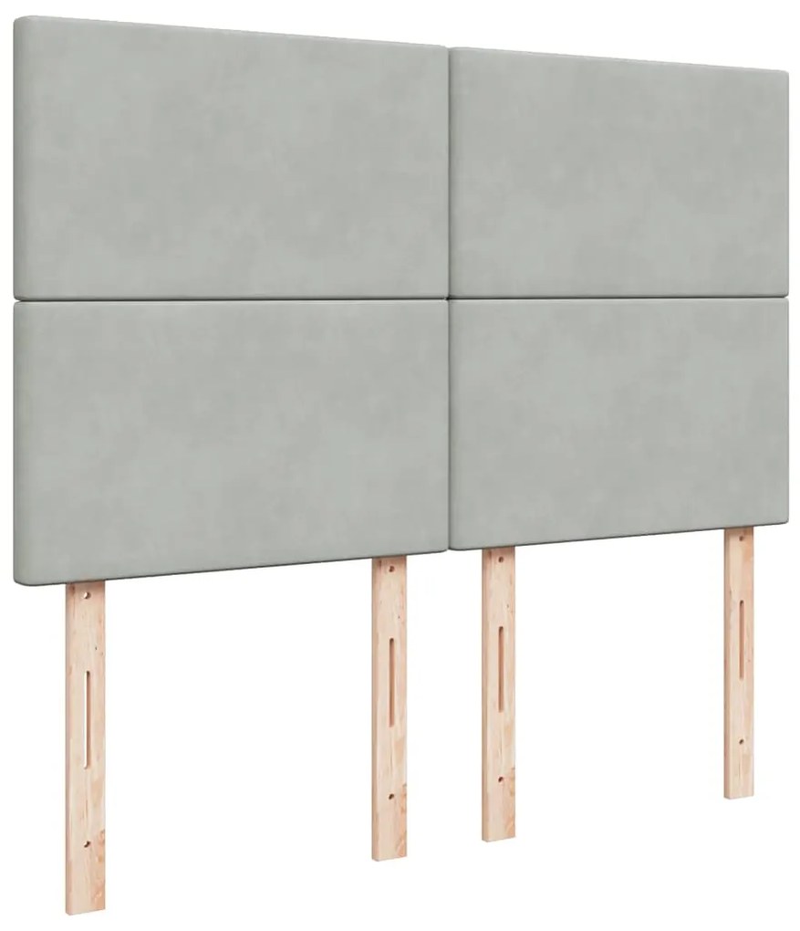 vidaXL Κρεβάτι Boxspring με Στρώμα Ανοιχτό Γκρι 140x190 εκ. Βελούδινο