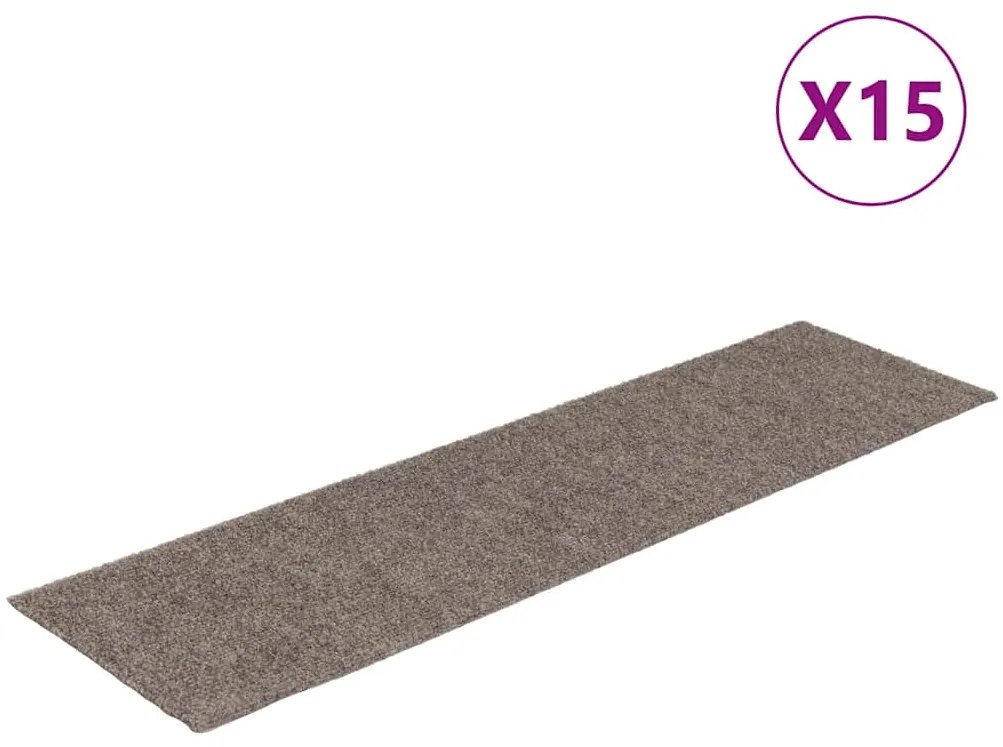vidaXL Πατάκια Σκάλας Αυτοκόλλητα Ορθογώνια 15 τεμ. Κρεμ 76 x 20 εκ.