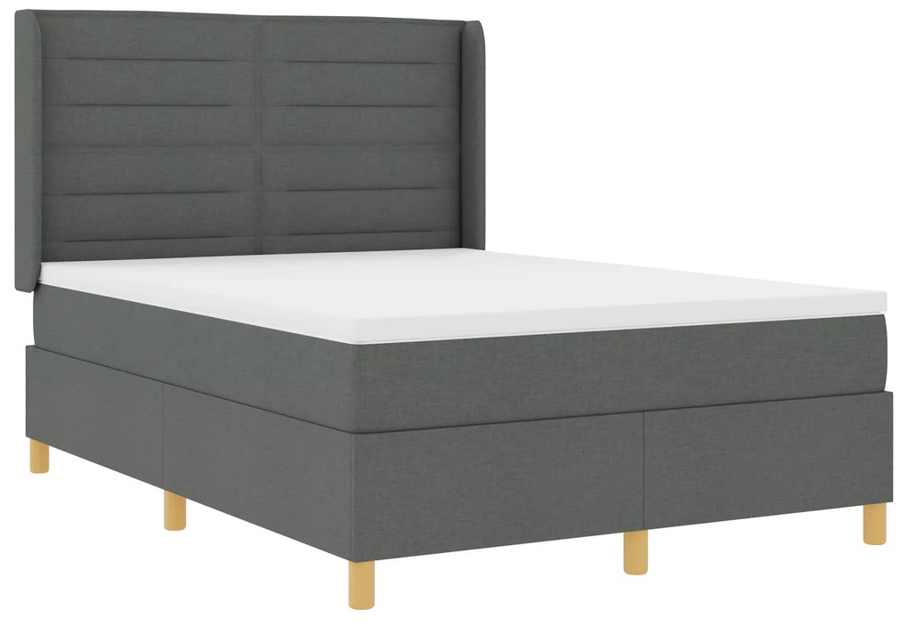 vidaXL Κρεβάτι Box Spring με Στρώμα Σκούρο Γκρι 160x200 εκ. Υφάσματος
