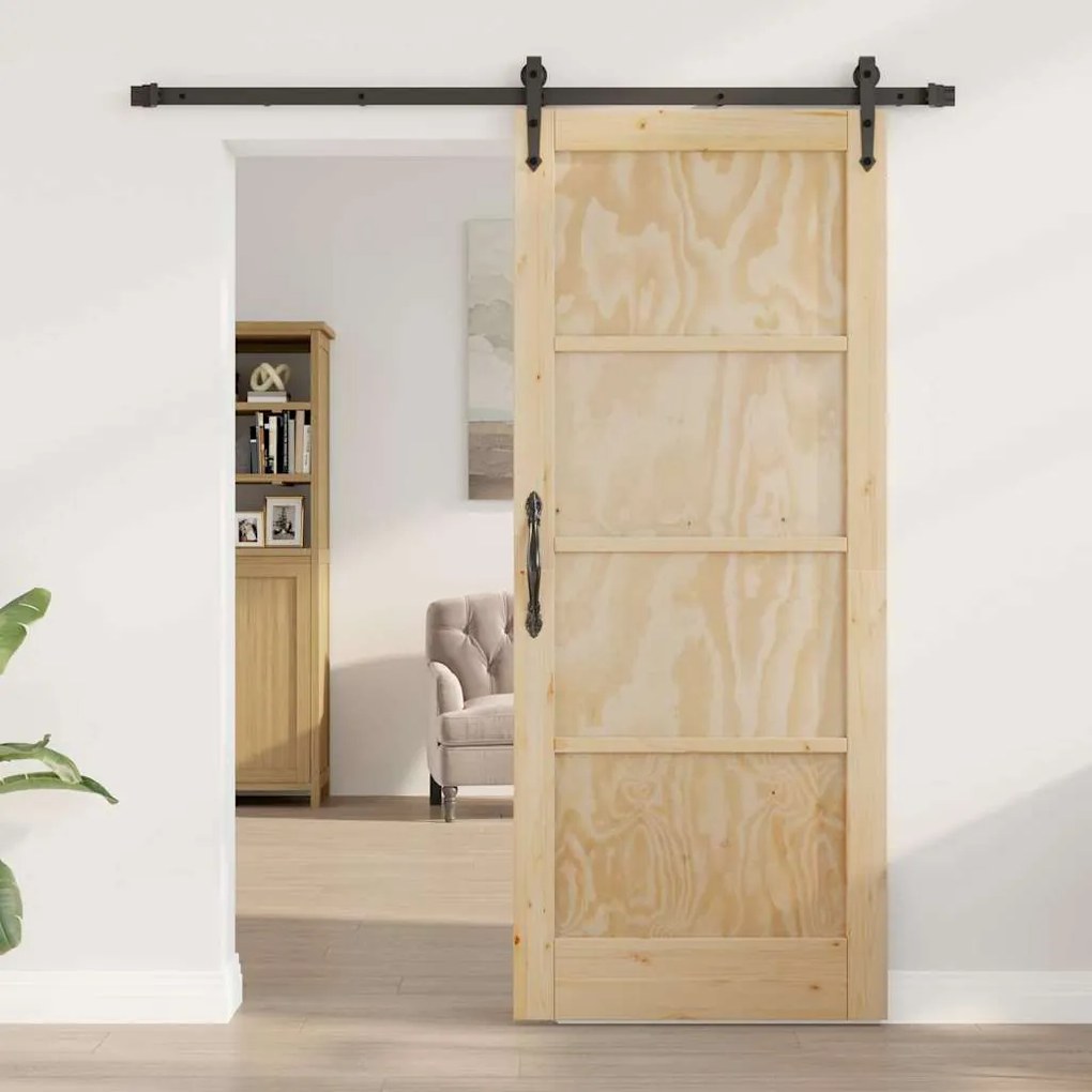 vidaXL Συρόμενη Πόρτα Άλλο ORKDAL Φυσικό και μαύρο 83 x 202 εκ.
